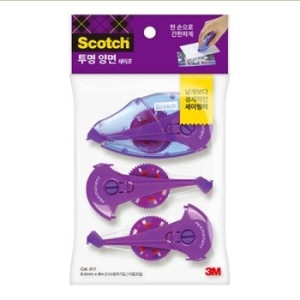 3M 스카치 투명 양면 테이프 017 8.4mm x 8m 본품1개 + 리필2개