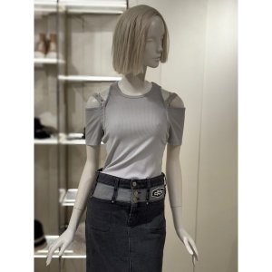 에고이스트 여성 아일렛 포인트 어깨 트임 티셔츠 ER2CH962