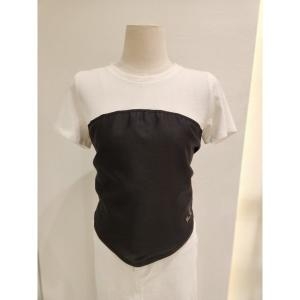 스위트숲 숲 배색 뒷여밈 포인트 티셔츠 SB4ST34