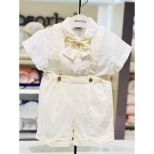 압소바 출산 백일아이작 정장 상하 세트 아이보리 A2B21201