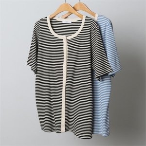 강물처럼 빅사이즈사랑해요 I904L207 단가라배색반팔가디건 BE 8832230