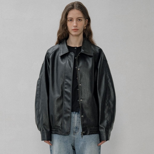 시야쥬 3/21 예약 SI-OT4141 얼반 페이크 레더 자켓_Black