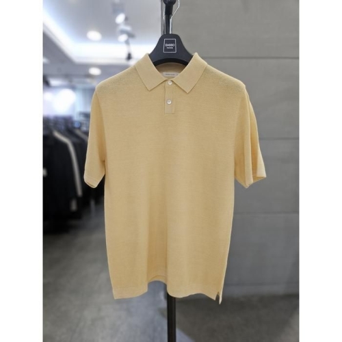 바쏘옴므 세이브존03 25 옐로우 린넨 혼방 PK카라 반팔 니트 WSZAG2WT09AYEA