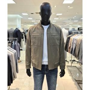바쏘 25 봄/가을 라이트 카키 인조 스웨이드 스탠 카라 남성 블루종 점퍼 BZS5UA24KH