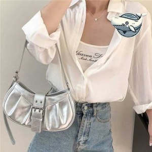 모던 메탈 숄더백 여성용 세련된 디자인 일상 WFH2YML