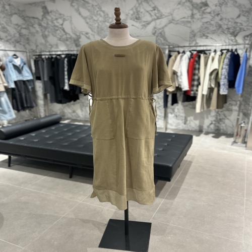 보브 쉬폰 배색 스트링 롱 원피스 7195237101