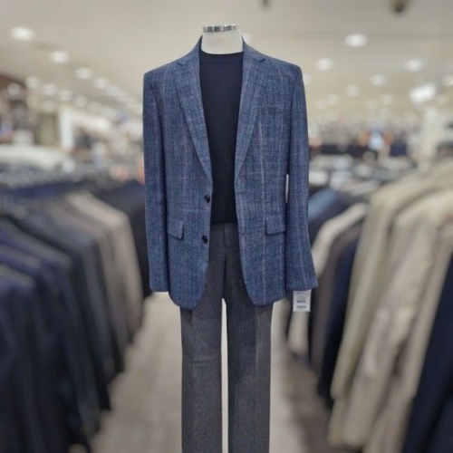 바쏘옴므 블루 모혼방 체크 스트레치 스판 캐주얼 콤비자켓 WSY2JS54ABU