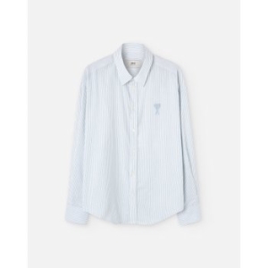 아미 남성 하트로고 박시핏 셔츠 화이트:블루_HSH192CO01131041