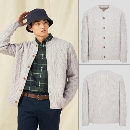 빈폴 AVE 아란케이블 라운드 카디건 라이트 그레이_BC515AC152