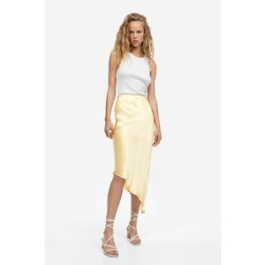 사틴 어시메트릭 스커트 라이트 옐로 1195756001
