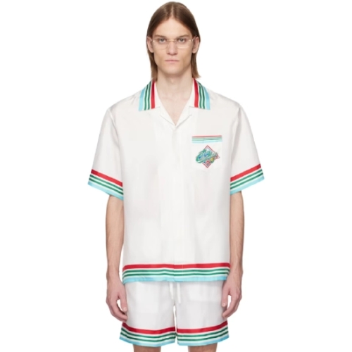 시리즈 카사블랑카 화이트 카사 웨이 월드 실크 셔츠 251195M192026