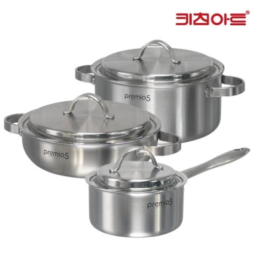 키친아트  프리미오 통5중 냄비 3종 (편수16+양수24+전골24)