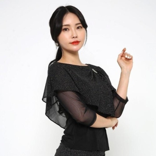 셀러허브 오너클랜 LDT24900 무지개띠망토티 스팽글 테마 슈트 상의 프린