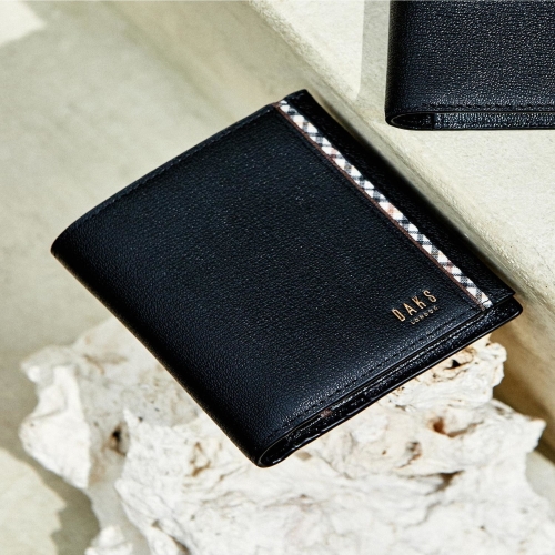 닥스 워렌 블랙 체크패턴 라인 포인트 중지갑_DBWA5E442BK