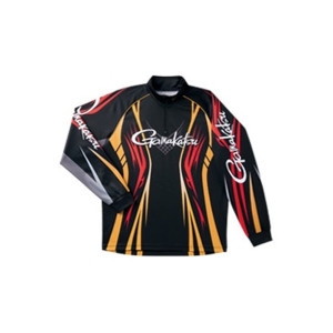 가마가츠  로고 지퍼 낚시긴팔셔츠 낚시셔츠GM3503 블랙레드 M-L