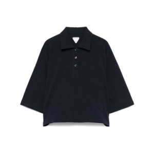 보테가베네타 820676 V4Z00 4157 크롭 코튼 폴로 반팔 셔츠