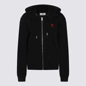 아미 남녀 레드 하트로고 집업 후드 블랙_BFUSW435730001