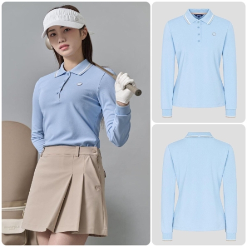 빈폴골프 여성 피케 카라 긴팔티 스카이 블루 BJ5241A71Q 2295460 하늘색 S
