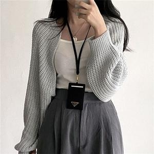 쇼트 니트 볼레로 여성 크롭 긴팔 가디건 오버핏 가오리 WFH6CGV