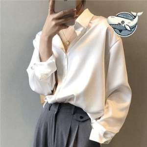 사틴 여성용 긴팔 블라우스 오피스 스타일 WFH6FOU