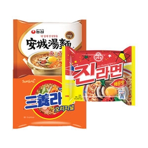 농심  안성탕면5개 + 진라면매운맛5개 + 삼양라면5개