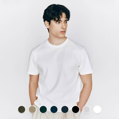 지오다노 남녀공용 라운드넥 기본 베이직 면 반팔 티셔츠 025530