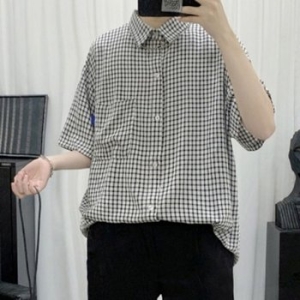 데일리룩 와이드 잔체크 남방 캐주얼 셔츠 패션 코디 _20479131