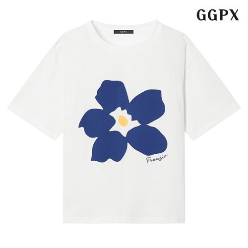 GGPX 여성 빅 프린팅 라운드 반팔 티셔츠 GPALW010D