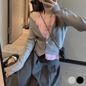 셀러허브 니트 투칼라 봄코트 봄아우터 끈 숄더 브이넥 3ezTR S30228544