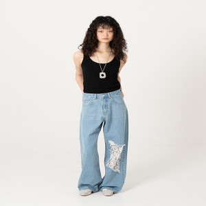 스위치123 현대천호 에데닉EZS2PT01BU 레이스 디스트로이드 와이드 데님 팬츠 블루