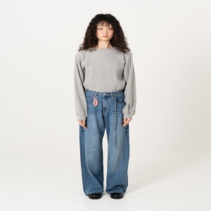 스위치123 현대천호 에데닉EZS2PT02BU 벨티드 와이드 데님 팬츠 블루