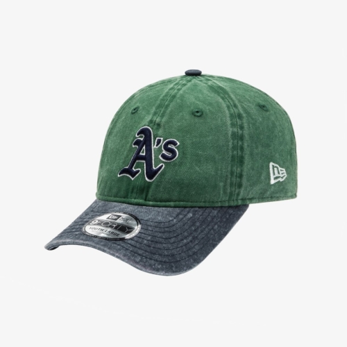 뉴에라 키즈 MLB 오클랜드 애슬레틱스 피그먼트 워싱 언스트럭쳐 볼캡 그린 14666492