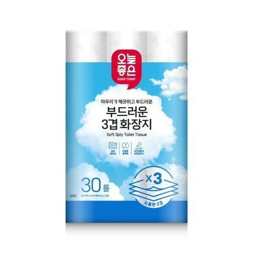오늘좋은 부드러운 3겹 화장지 28m (30롤)
