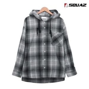 스콰즈 남녀공용 셔츠 빈티지 루즈핏 후드 체크남방 SRI049_636291 636291_42430018_636291