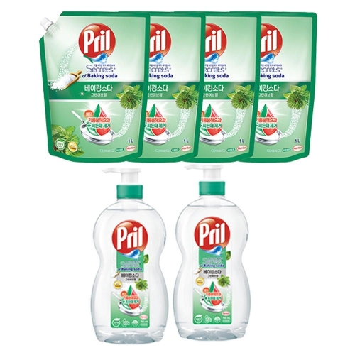 프릴 베이킹소다 주방세제 그린허브 700ml + 리필 1L