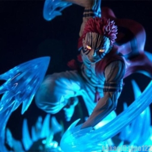 귀멸의칼날 십이귀월 상현 아카자 레진 피규어 led 26cm