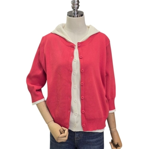 포커스 로빈 배색 후드 가디건 FM5C3KC3138