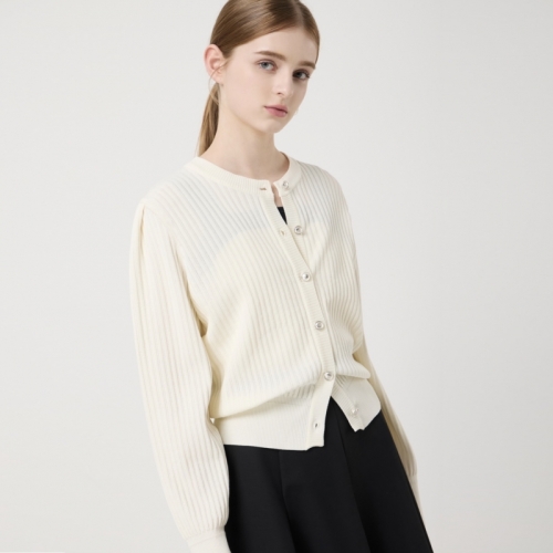 씨씨콜렉트 여성 볼륨 소매 골지 가디건 C252KSL033