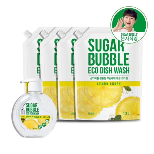 슈가버블 친환경 주방세제 레몬 크러쉬 470ml + 리필 1.2L