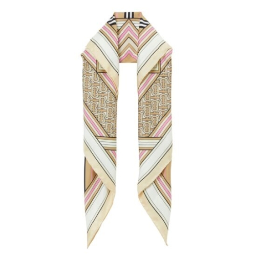 버버리 멀티프린트 실크 스퀘어 스카프_80560411