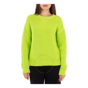 메종마르지엘라 MM6 우먼 Ribbed 니트 Crew Neck Sweater Size 스몰 SH0HL0006-NEON 그린 301654