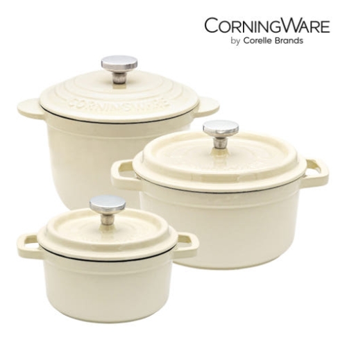 코렐브랜드 코닝웨어 르테 무쇠냄비 3종 (양수16,20+밥솥18)