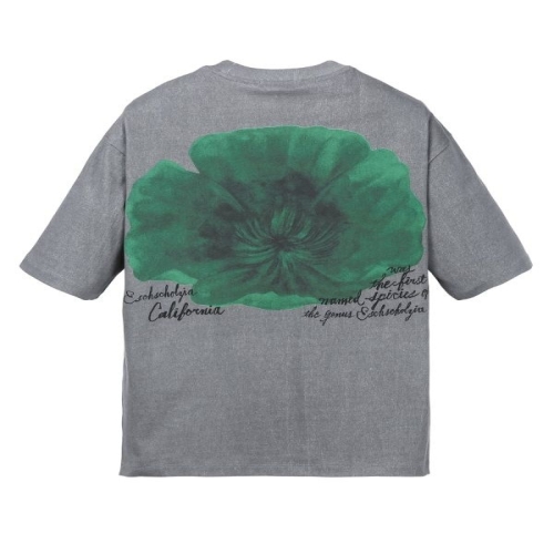 질스튜어트뉴욕 차콜그레이 플라워 그래픽 라운넥반팔셔츠 JNTS5B302CG