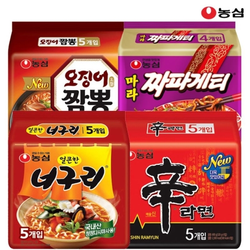 농심  신라면5개 + 너구리5개 + 오징어짬뽕5개 + 마라짜파게티4개