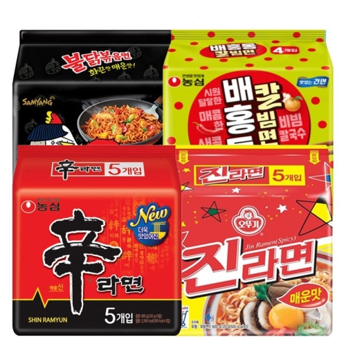 농심외  신라면5개 + 진라면매운맛5개 + 불닭볶음면5개 + 배홍동칼빔면4개
