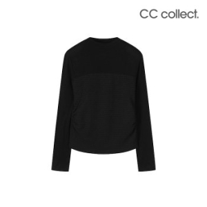 씨씨콜렉트 여성 텍스처 블록 시어 모크넥 티셔츠 E251PSM103