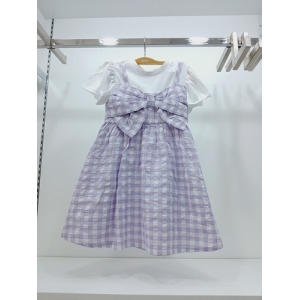 리틀밥독 키즈 여름옷 리본퀸OP 여아 왕리본 체크 지지미 반팔 원피스 B252MOP03
