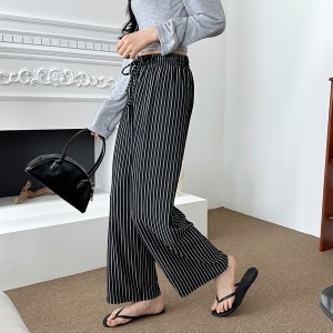 리빌모아 여자 캐주얼 스트라이프 허리밴딩 통 바지 SDW-PTA-SSD240413