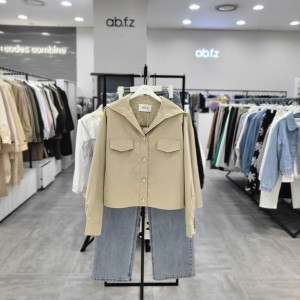 Ab.f.z AFZ5NUZ1 브이넥 빅카라 숏 셔츠형 자켓