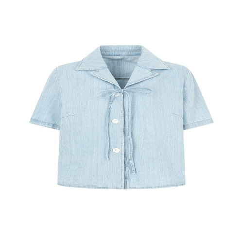 JJ지고트 리본 데님 블라우스GP6A0BLR11